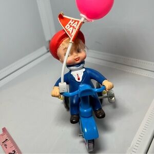 1960s-70s Mechanical Boys Tricycle With Revolving Bell Tin Vtg Toy Works Great